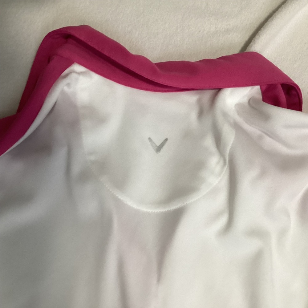 Callaway Womens Opti-Dri Golf Polo Shirt White Pink Colorblock Medium - Picture 6 of 7